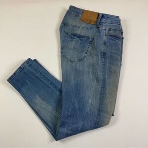 American Eagle Slim Jeans Mens 30x29 Extreme Flex‎ 4 Distressed Stained Denim